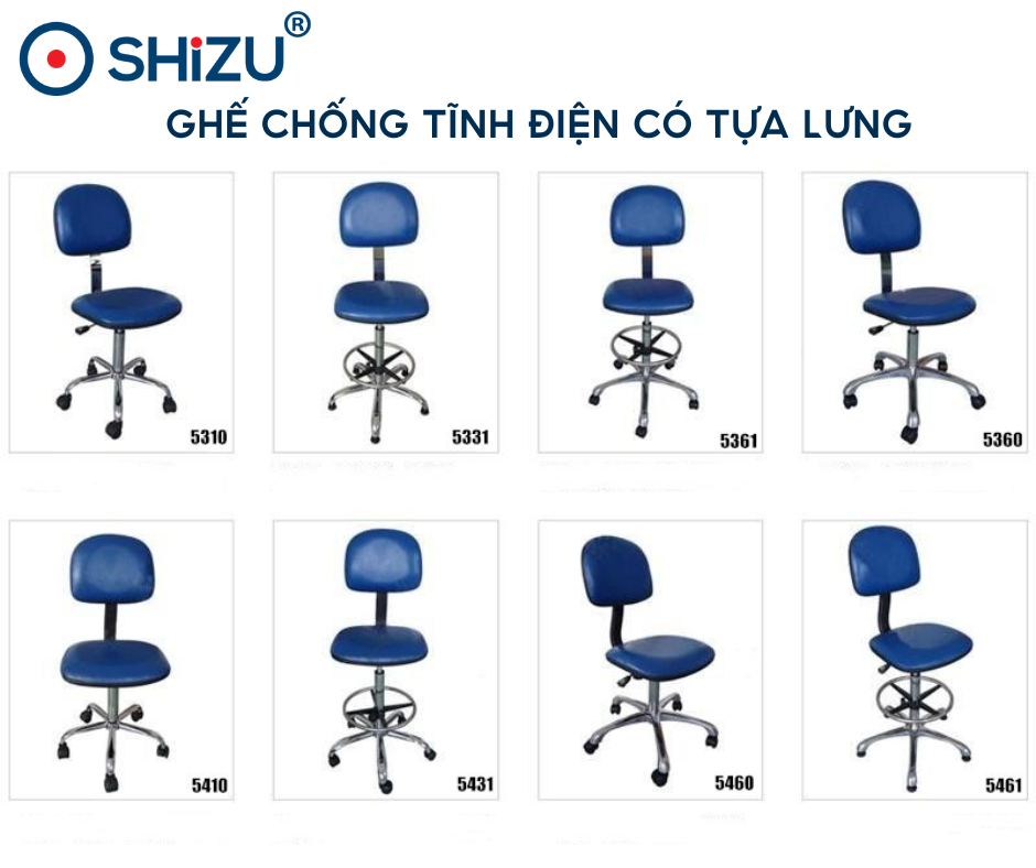 Ghế chống tĩnh điện có tựa lưng bằng da PVC